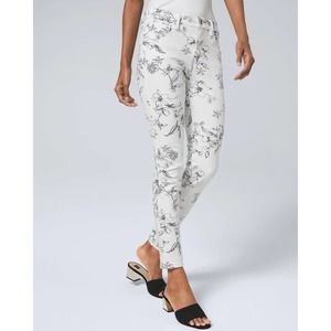WHBM White Jeans Womens 8 Regular Jacquelyn High-Rise Sculpt Floral Skinny Ankle